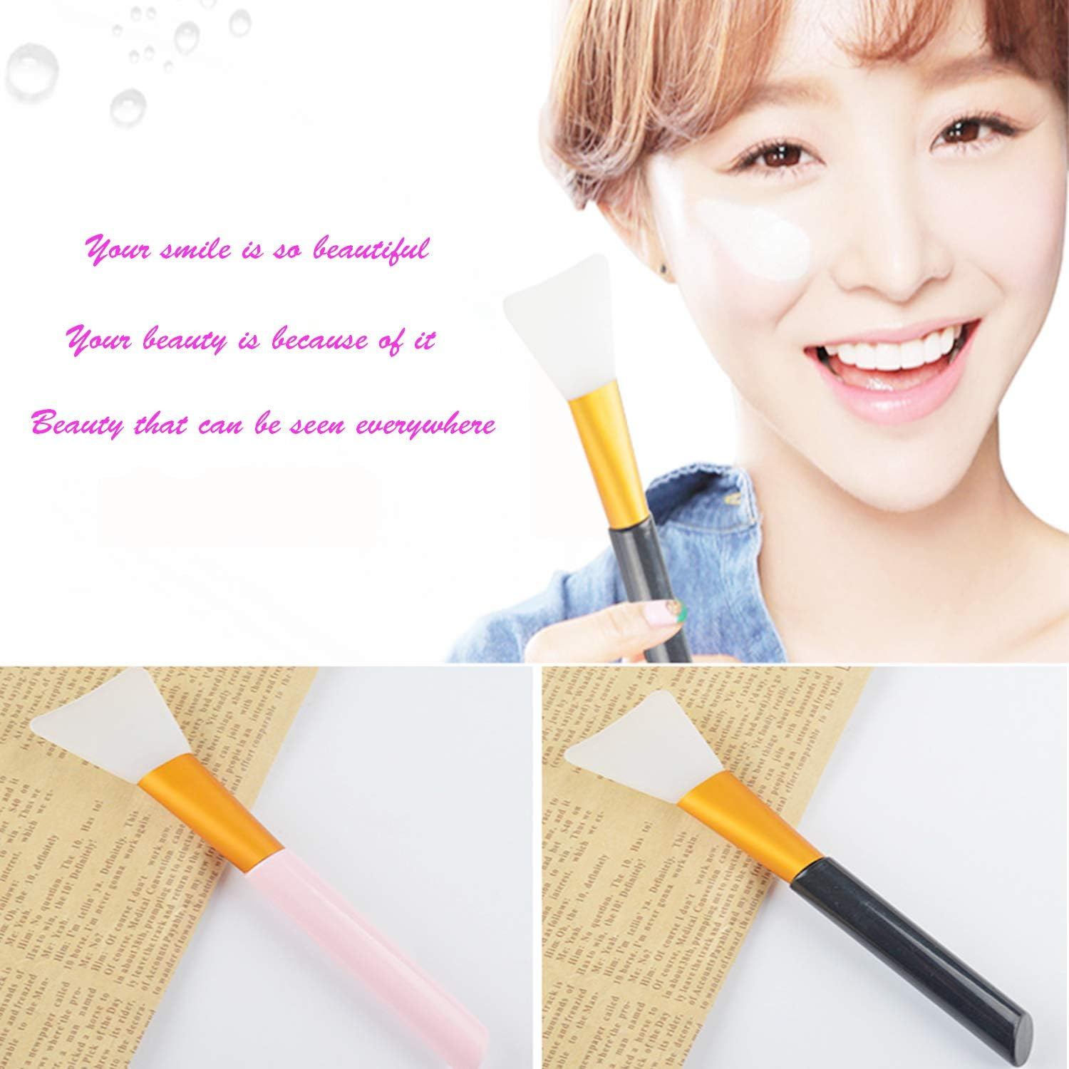 Silicone Face Mask Brush, Mask Beauty Tool, Soft Silicone Facial Mud Mask Applicator Brush 12 Pcs image number 5