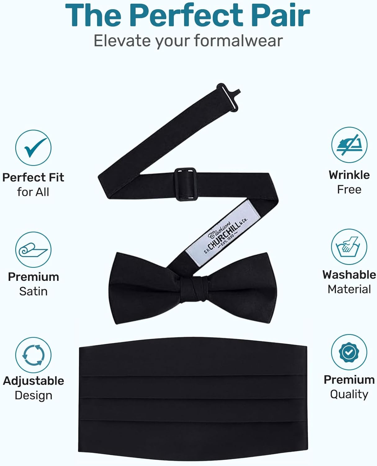 Men'S Formal Satin Bowtie and Cummerbund Set - Emerald Green image number 7