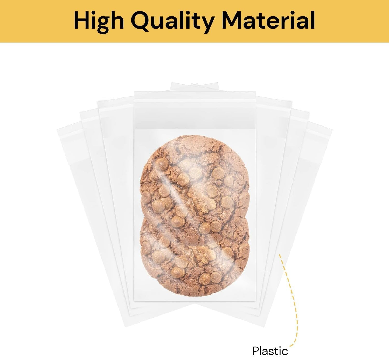 EZONEDEAL Clear Plastic Candy Packaging Bags Self Adhesive Cookie Biscuit Gift Bags -13Cmx10Cm - Clear - 100Pc/Pack image number 6