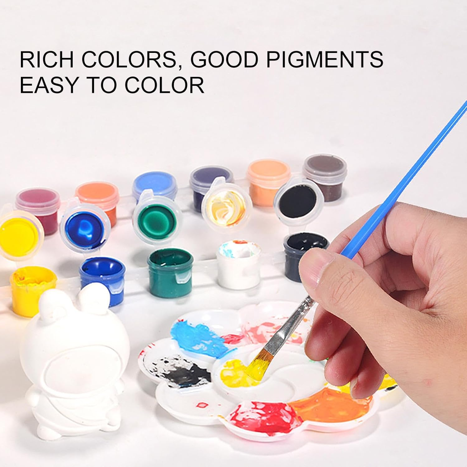 Nankoyal Paint Your Own Bunny Kit,Paint Rabbit Plaster - Includes 12 Color Pigments, 3 Rabbit Statues, 1 Color Palette, and 2 Paint Brushes image number 3