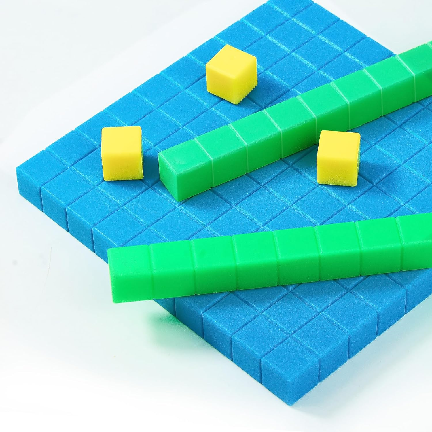 Math Manipulatives for Kids Aged 3+.Base Ten Blocks with Place Value Chart - Plastic Math Cubes to Help Educate Kindergarten Teachers.133 PCS
