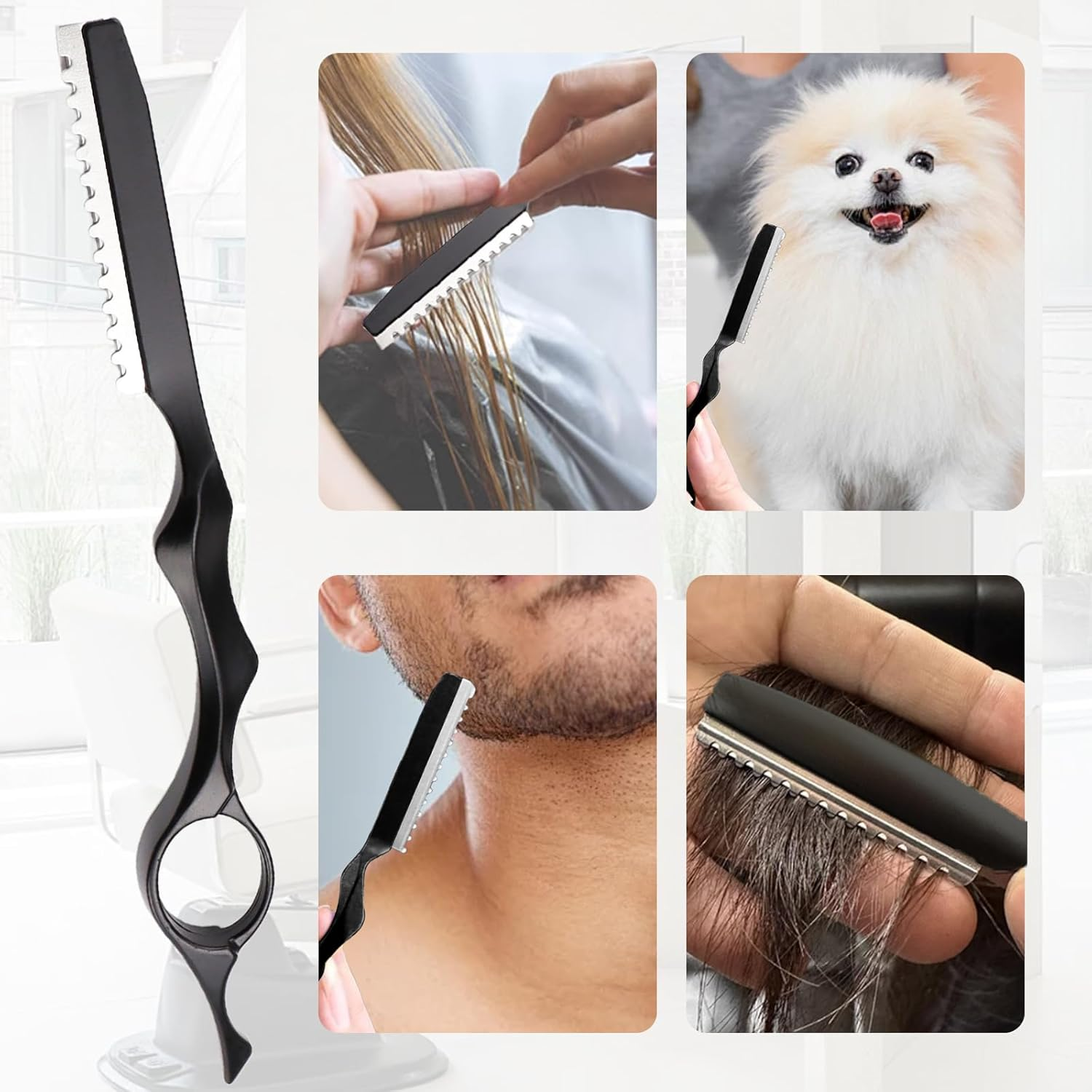 Hair Scissors, Thinning Scissors Hairdressing Hair Razor for Cutting Hair Hair Thinning Scissors Split End Trimmer Beard Scissors Hair Scissors for Women (Black) image number 1