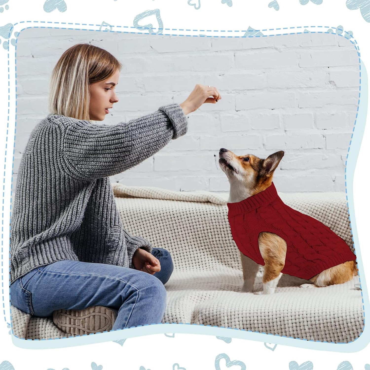 Dog Sweaters for Medium Small Dogs, Cat Sweater Dog Clothing Dog Jumper Puppy Turtleneck Knitted Dog Outfit Pet Twist Striped Vest Cute Warm Winter Clothes for Chihuahua, Dachshund (Wine, Medium) image number 4