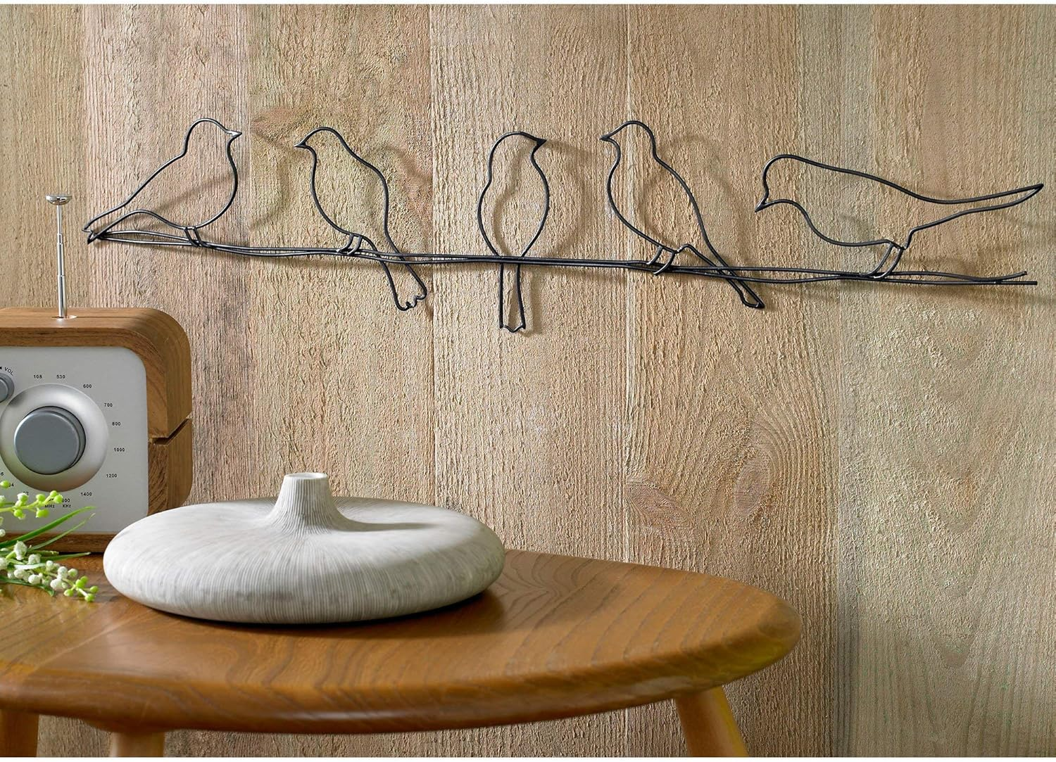 Graham & Brown 41-221 Bird on a Wire Metal Wall Art, Black, 5.00" X 23.00"