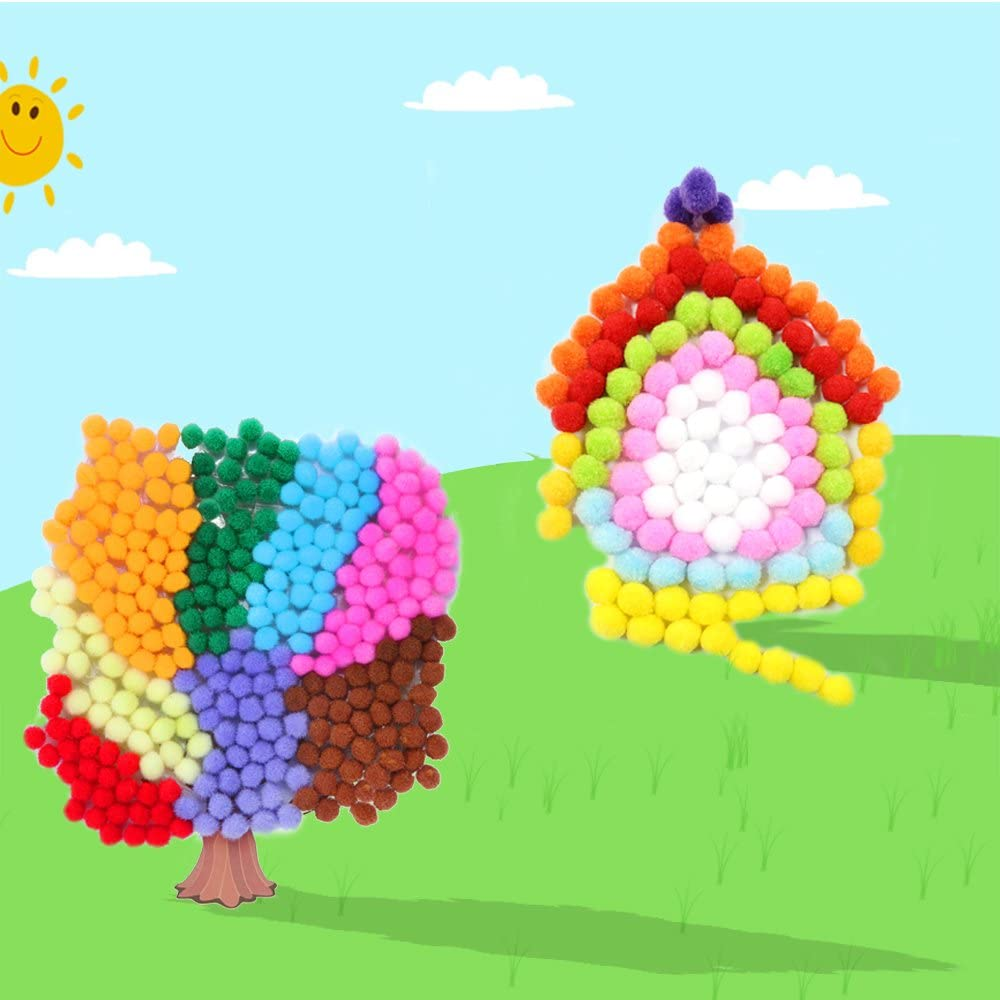 Caydo [400 Pcs] - 300 Pieces 2.5Cm Assorted Pompoms with 100Pieces Wiggle Eyes Multicolor Arts and Crafts Pom Poms Balls for Kids DIY Art Creative Crafts Decorations image number 5