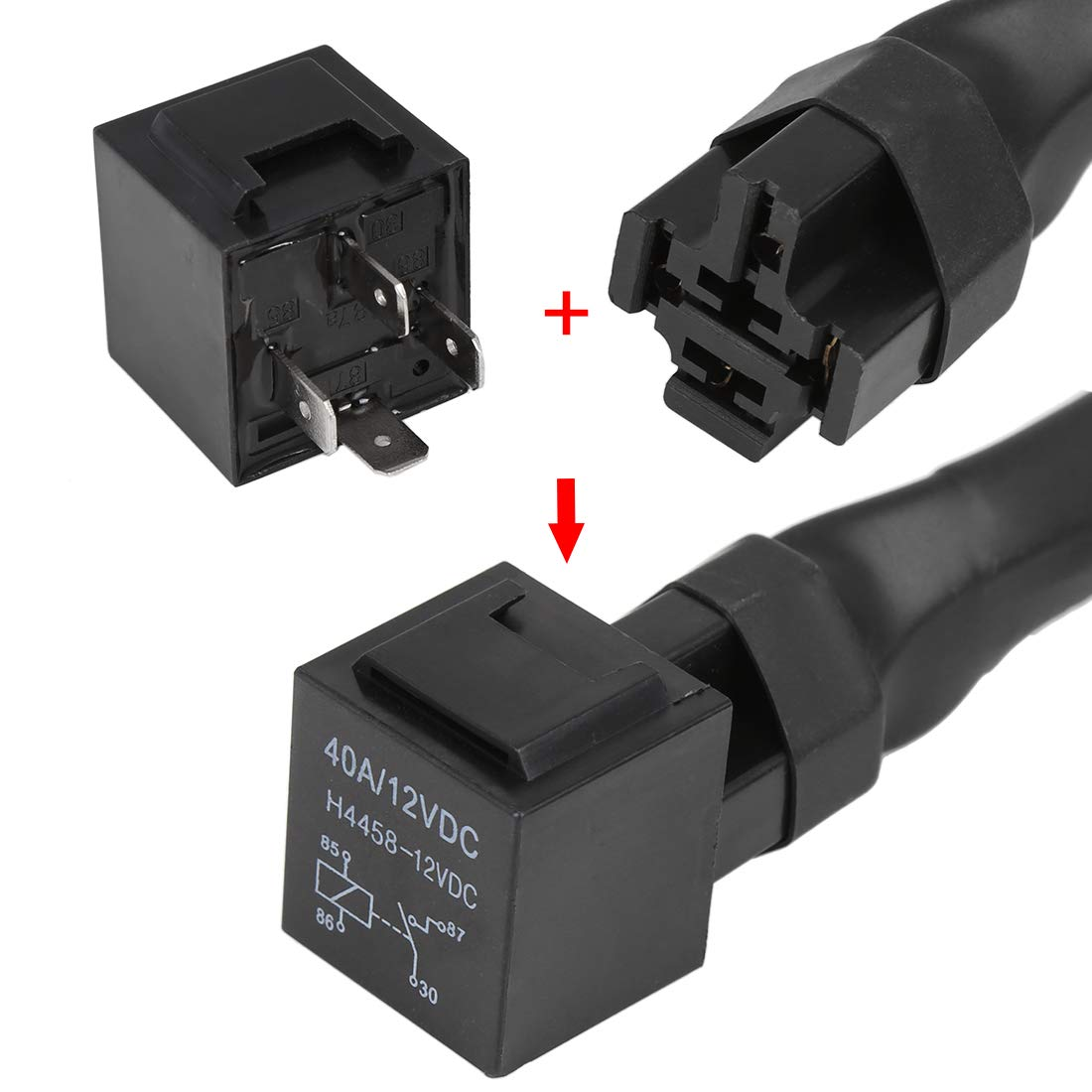 X AUTOHAUX Universal HID Relay Wiring Harness Single Beam Kit H1 H7 for Car image number 1