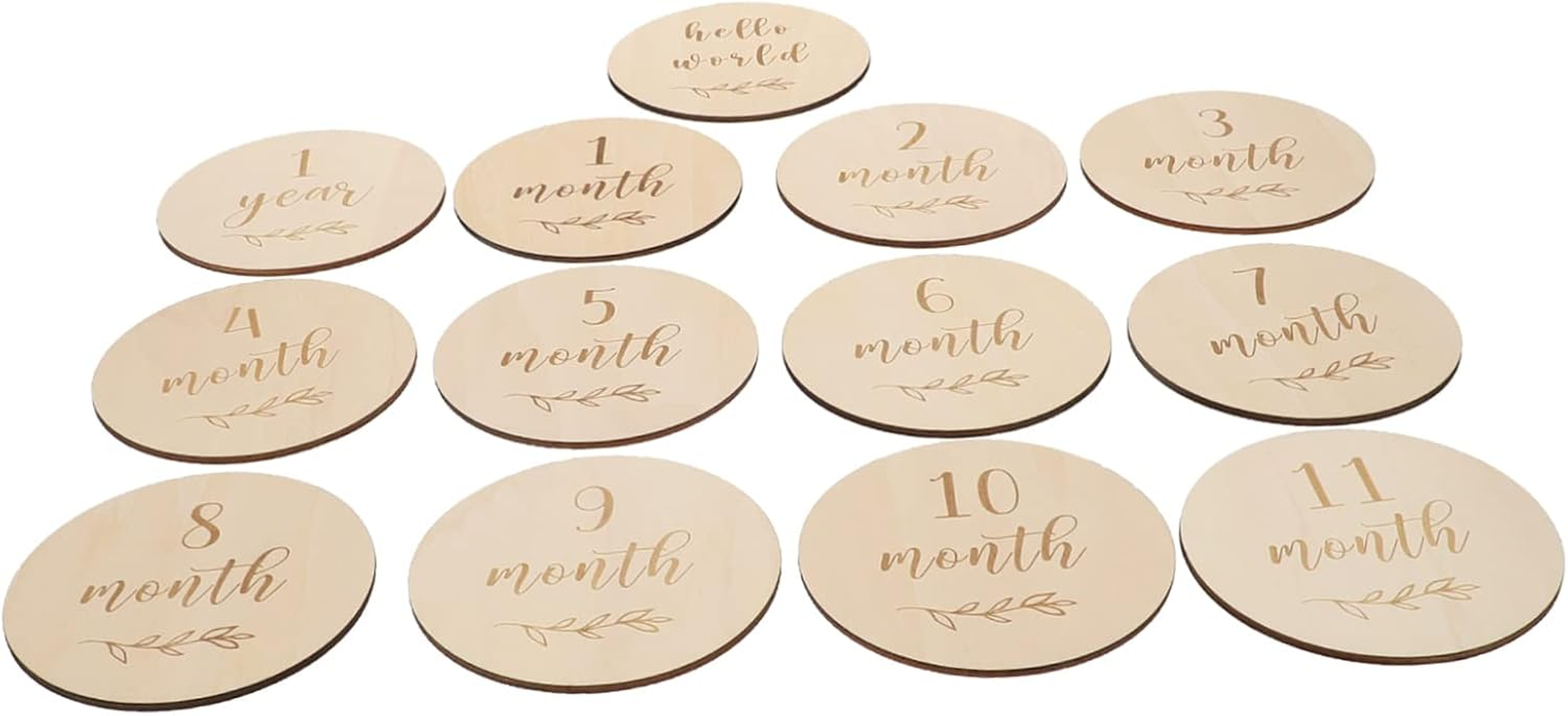 UPKOCH 13Pcs Wooden Growth Milestone Cards Monthly Announcement Cards with Natural Design for Newborn Photo Props First Year image number 4