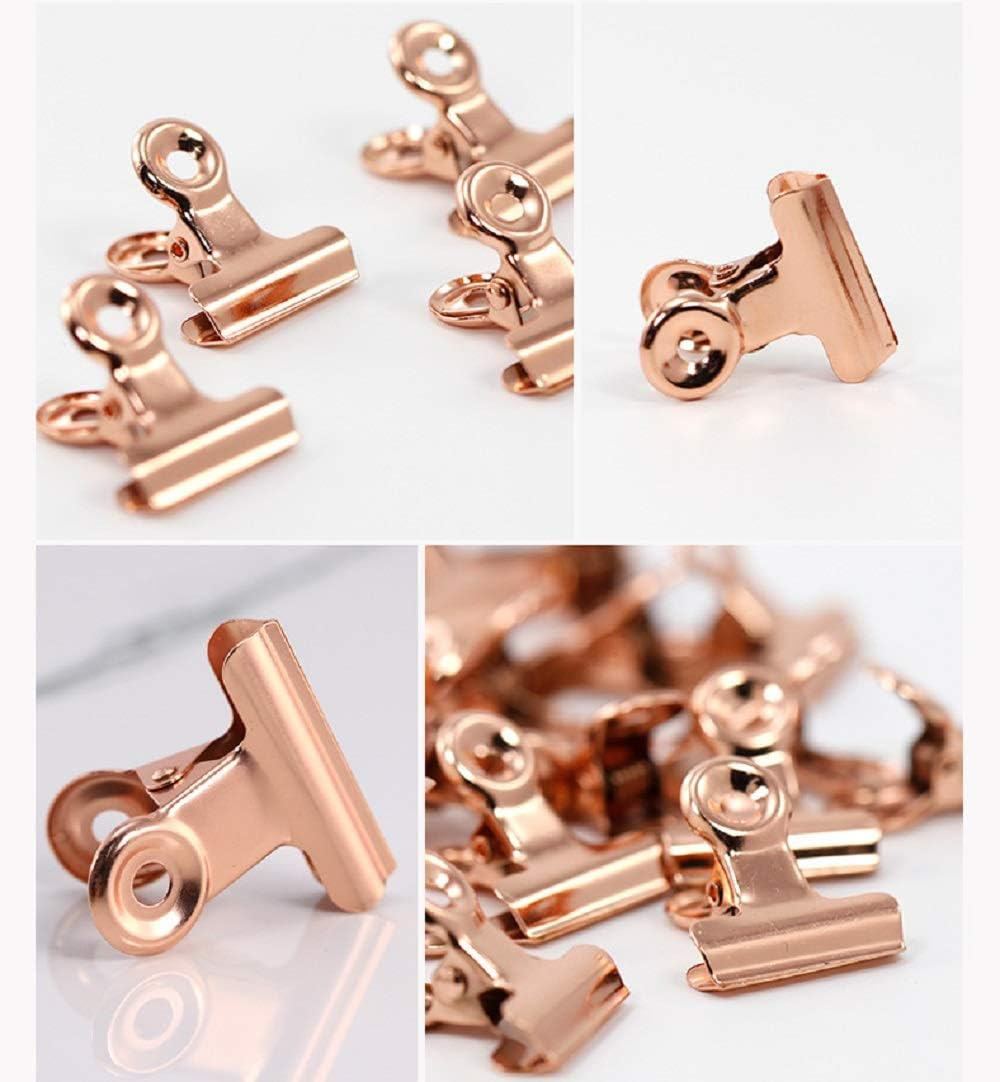20 Pack Bulldog Clips with Push-Pins for Corkboard,Metal Clips for Crafts, Metal Binder Clips for Pictures, Spring Paper Clamps for Office Documents (Rose Gold,1.2Inch) image number 4