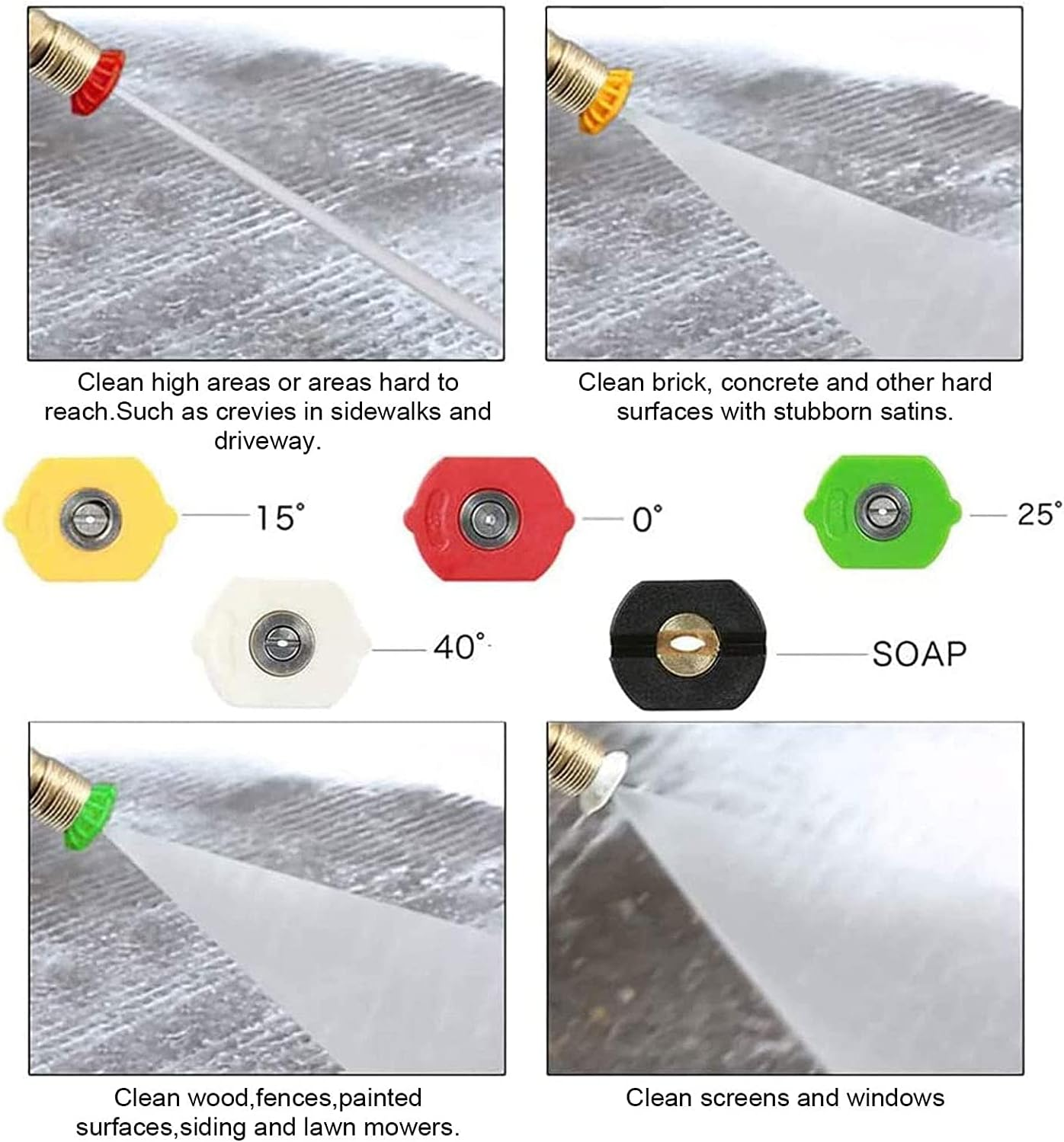 Gutter Cleaning Tools for Karcher K2 K3 K4 K5 K6 K7, Pressure Washer Extension Wand Gutter Cleaner Lance with 5 Pcs Spray Nozzles for Pressure Washer Water Broom Undercarriage Cleaner (U) - Green,White,Yellow image number 6