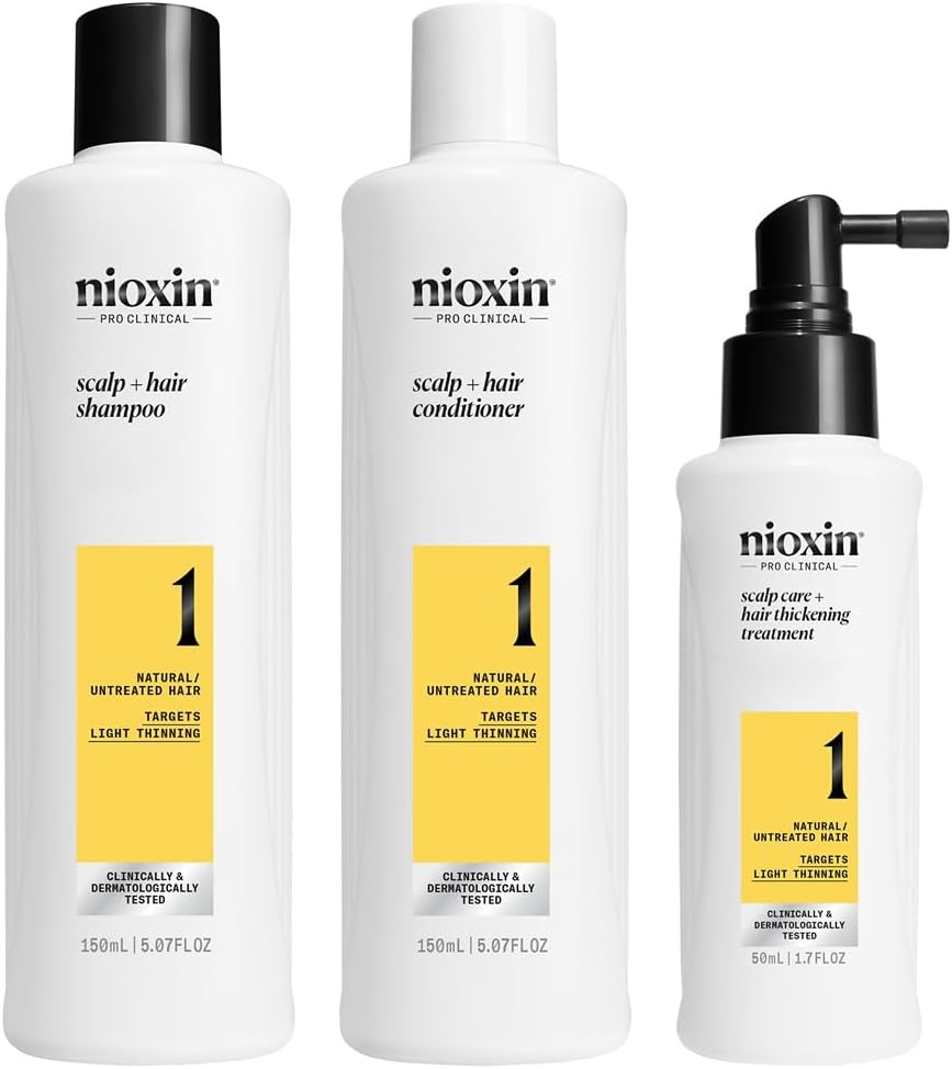 Nioxin System 1 Hair Care Kit for Natural Hair with Light Thinning, 3 Count, Trial Size image number 1