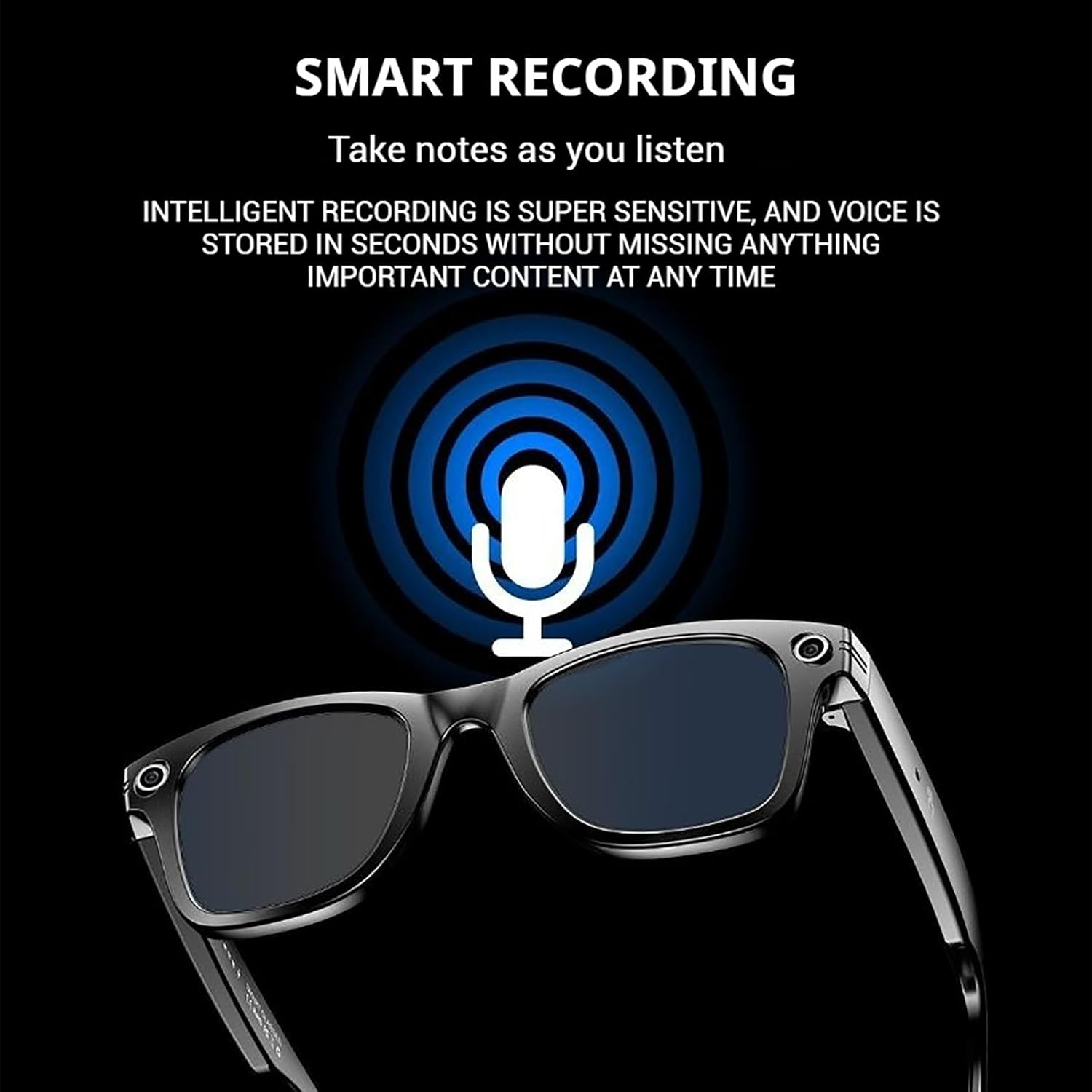 Ai Smart Glasses 8Mp Camera Glasses with Music & Call Features, Smartglasses Video Recording, Ai Smart Sunglasses with Camera and Bluetooth for Men/Women (Black) image number 5