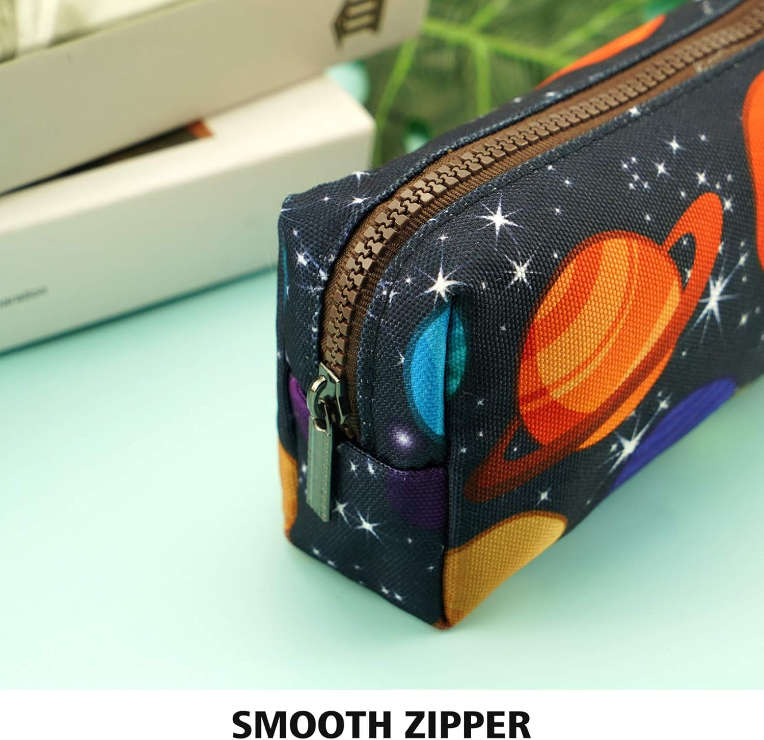 Lparkin Space Canvas Galaxy Pencil Case Gifts Pen Bag Pouch Box Gadget Stationary Case Makeup Cosmetic Bag - Dark Blue image number 6