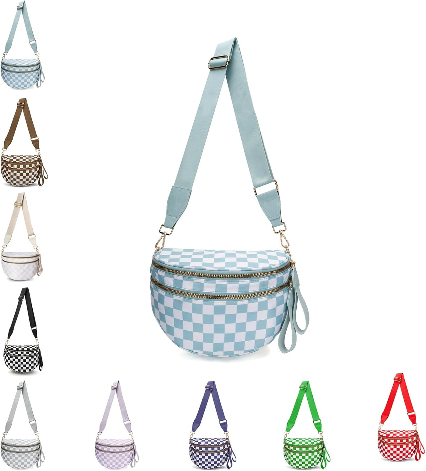 Emmafy Crossbody Bag for Women, Nylon Crossbodys Bags for Women, Fashion Checkered Weaved Crossbody Bag, for Daily Travel image number 6