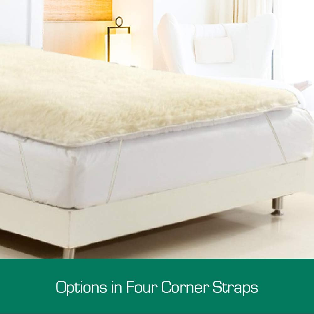 Australian Made Fully Fitted/Straps Reversible Luxury Wool Underlay/Underblanket (Four Corner Straps, 183 X 203Cm (King)) image number 1