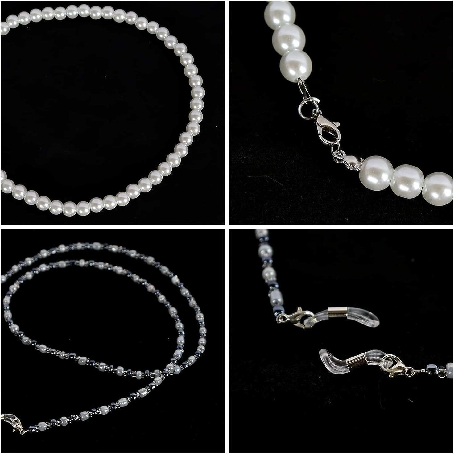 Old Lady Cosplay Set, Grandmother Wig, Wig Cap, Granny Glasses, Eyeglass Chains, Faux Pearl Necklace and Bracelet for Kid Women Halloween Dress up Party image number 1