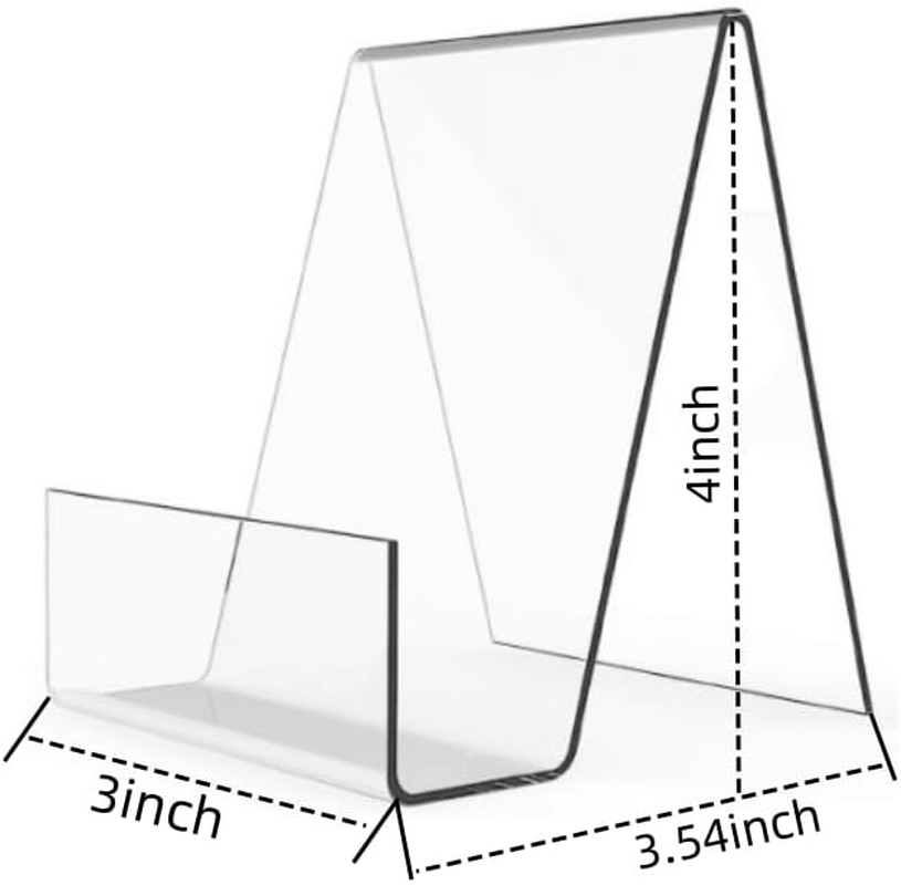 10 Pack Clear Acrylic Book Stand with Ledge Clear Acrylic Book Display Easel, Display Stand for Displaying Books Pictures Albums Comic Books Artworks or Other Items (3 X 3.54 X 4 Inches)