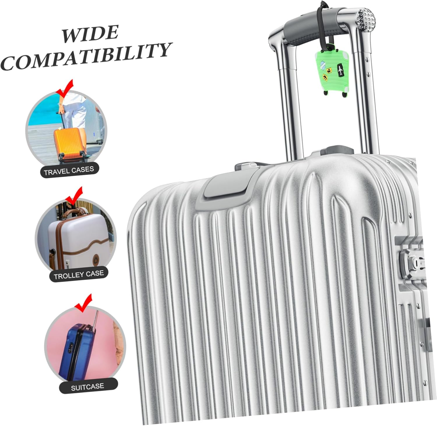 COSMEVIVI 4Pcs Silicone Cartoon Luggage Tag PVC Soft Travel Tags for Suitcase Cute Airplane Baggage Name Card Holder for Flights and Identification image number 1