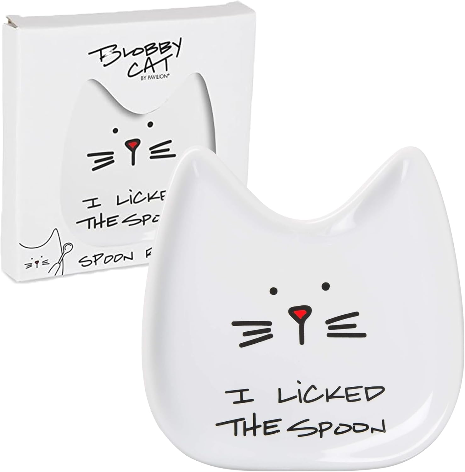 Pavilion Gift Company Blobby Cat, Cat Spoon Rest I Licked the Spoon, 5", White image number 6