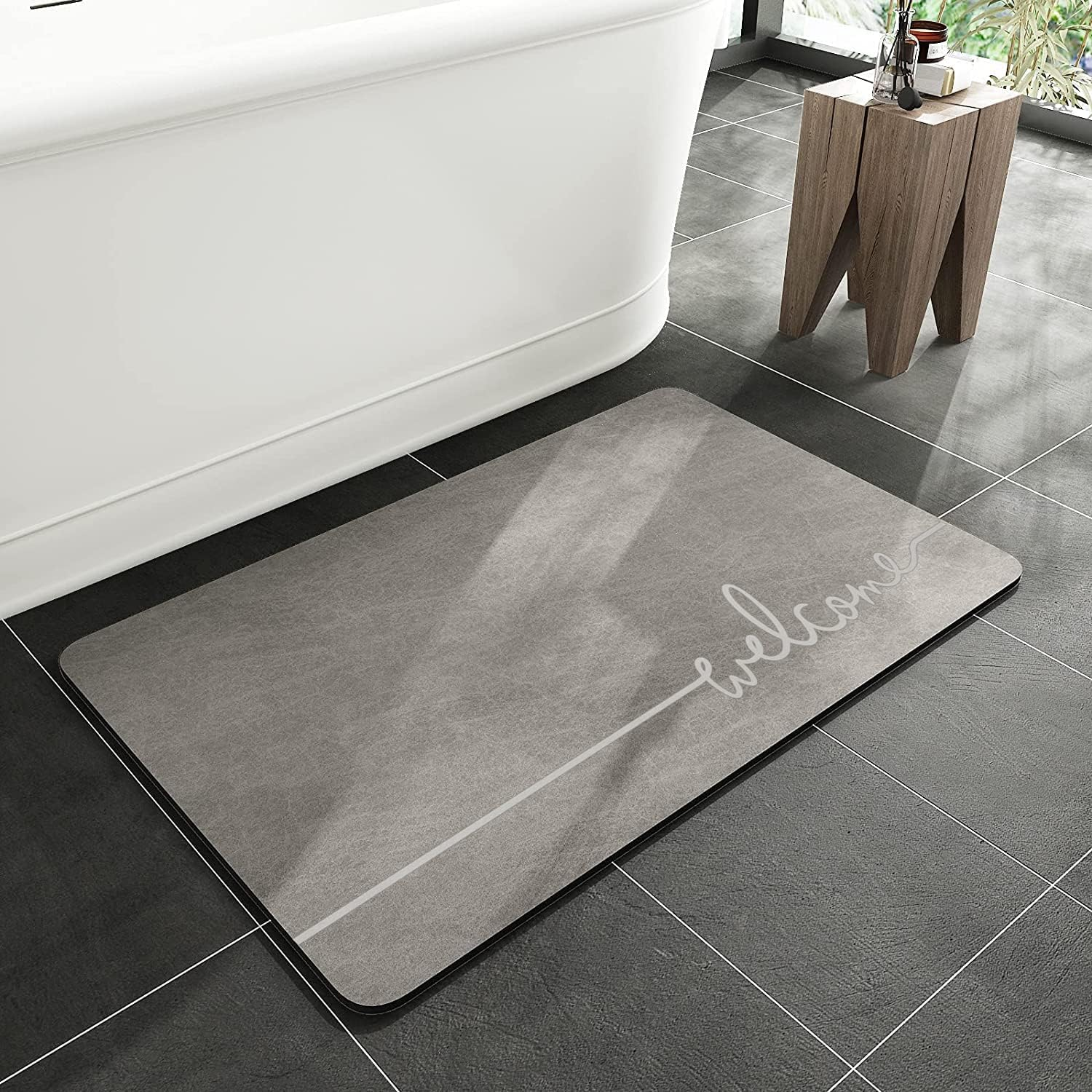 Super Absorbent Floor Mat, Bath Mat Rug Rubber Non Slip Quick Dry Super Absorbent Thin Bathroom Rugs Fit under Door-Washable Bathroom Floor Mats-Shower Rug for in Front of Bathtub (40 * 60Cm) image number 2
