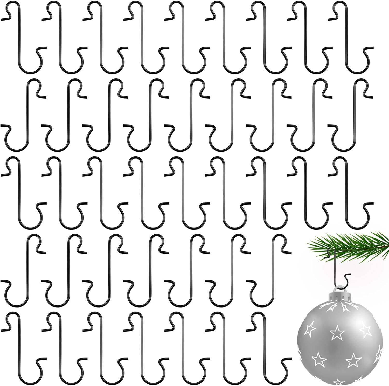 100 Pack Ornament Hooks, Christmas Ornament Hooks Ornaments Hangers Hooks for Christmas Ornaments Metal Wire Ornaments Hooks Anchors for Xmas Tree Decorations Hanging, Gold