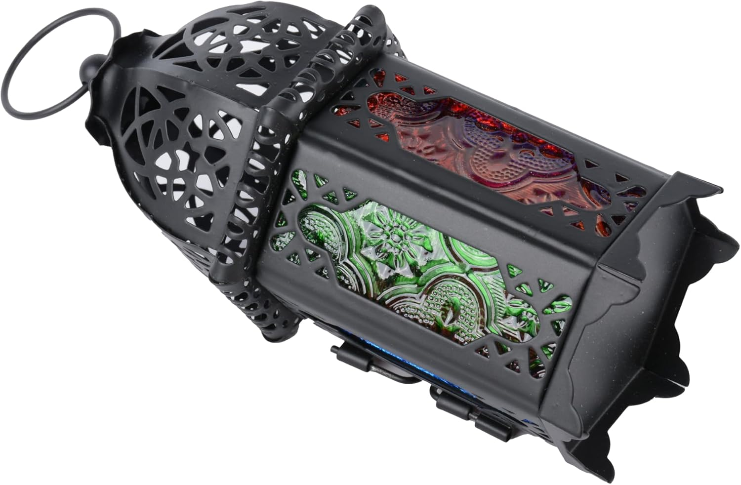 4 Pcs Moroccan Glass Candle Holder Metal Lantern Creative Aromatherapy Candle Cup Iron Art Decorative Piece Colorful Glass Windproof Design Ideal for Home Decor and Wedding Decorations(Black) image number 5