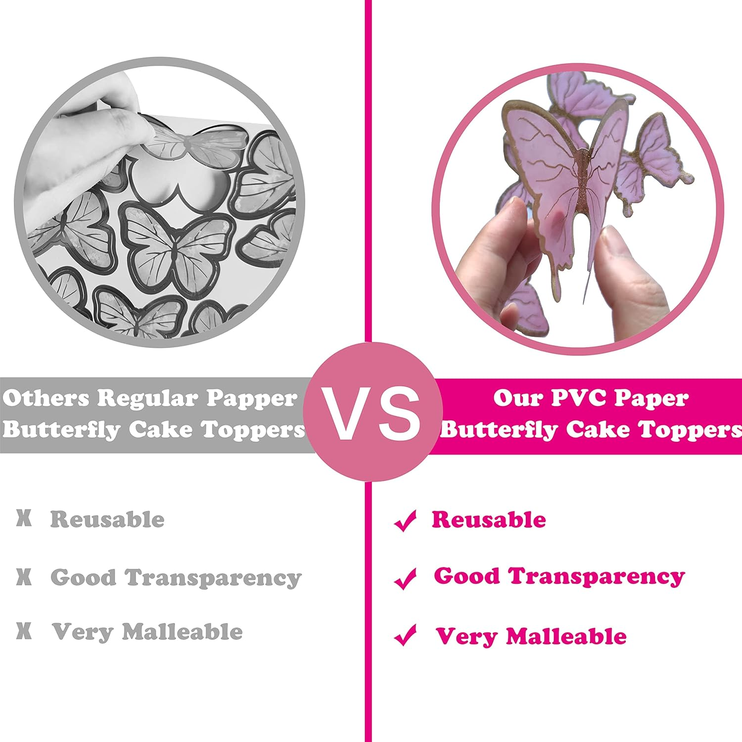 Butterfly Cake Toppers Decorations - 1 Big Happy Birthday Cake Topper & 15Pcs 3D Pink Gold Butterfly Cupcake Toppers - Butterfly Party Supplies for Baby Shower Birthday Decorating