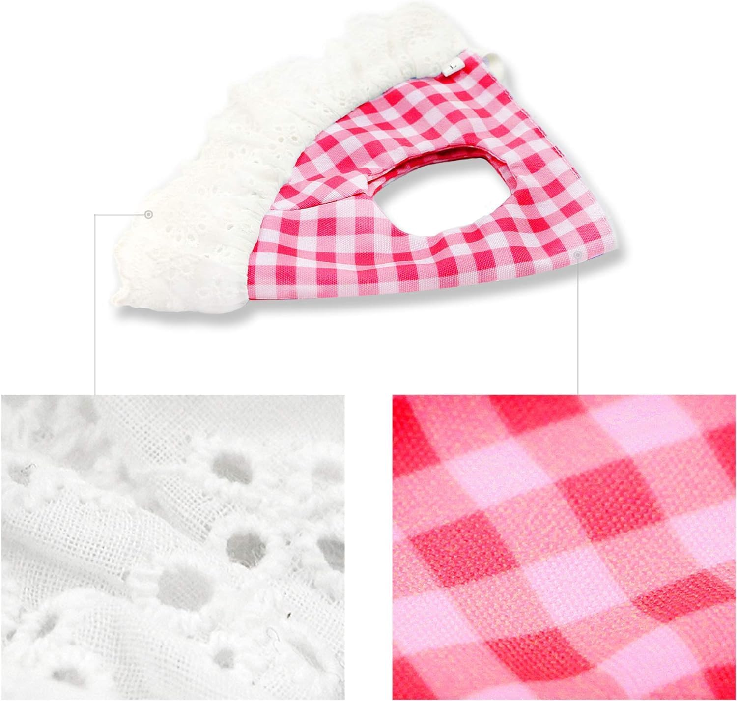 Summer Pet Lace Baby Hat Princess Sun Cap, Adjustable Dog Outdoor Sport Sun Protection Visor Sunbonnet Outfit with Ear Holes for Small and Medium Dog (Red, M) image number 3