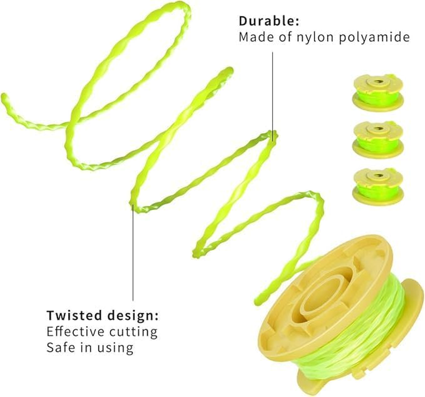 WEZCHUGHAOL String Trimmer Spool Replacement, 0.080 Inch Line, 11 Ft, 8 Spools with 2 Caps, Compatible with Ryobi One+ 18V, 24V, 40V Trimmers image number 6