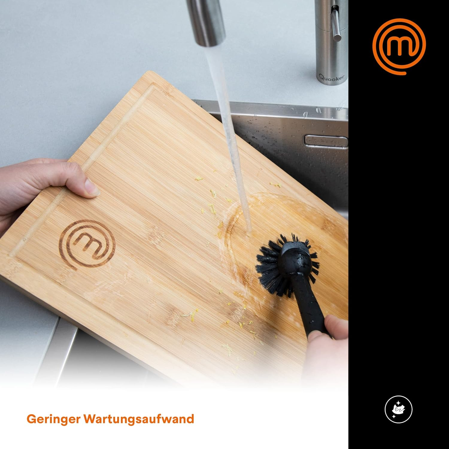 Masterchef Counter Edge Chopping Board Wood, Bamboo Worktop Saver, Large Wooden Chopping Board with Lip, Bamboo Cutting Board, Natural & Sustainable Material, Hygienic & Food Safe for Your Kitchen image number 5