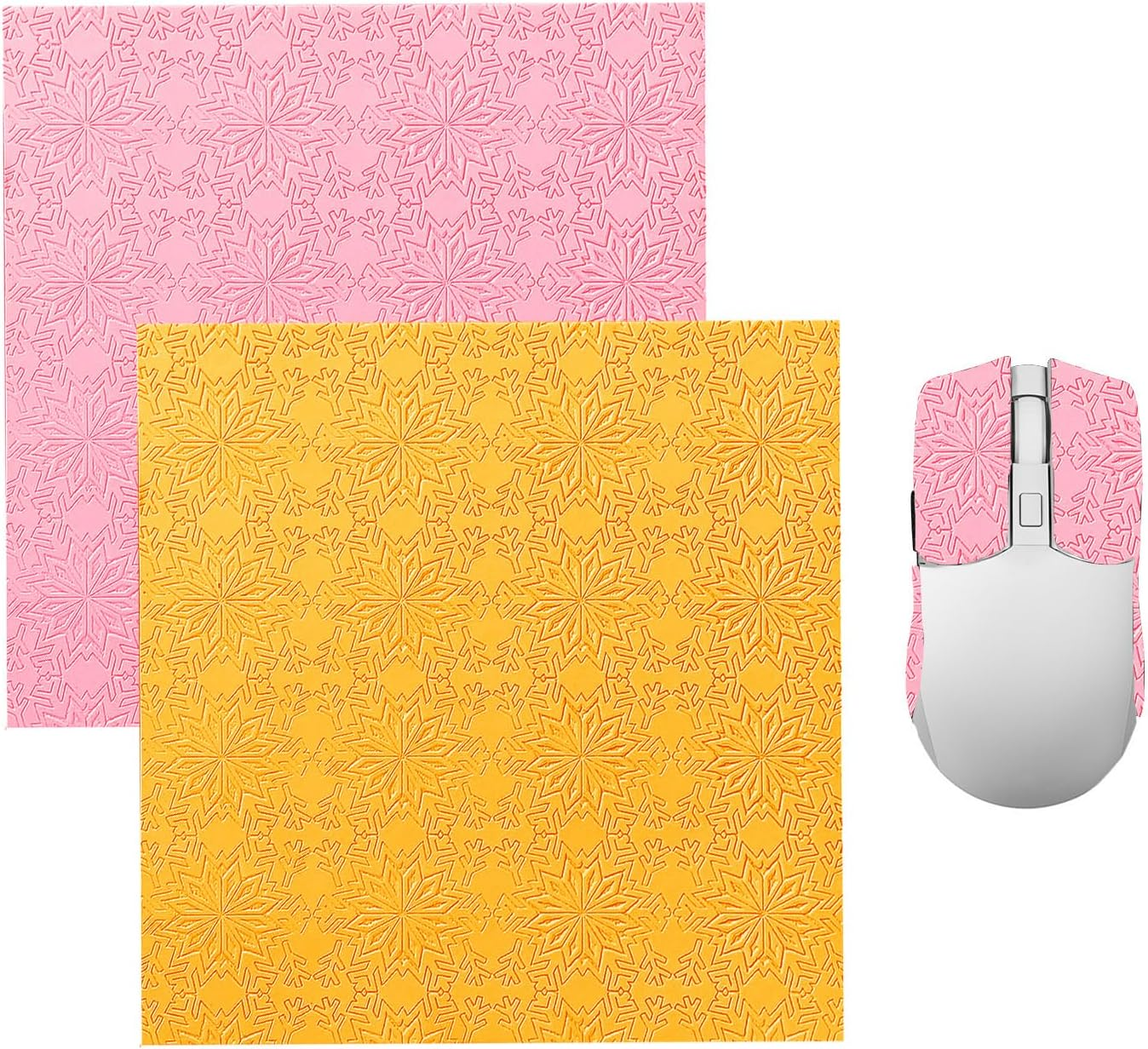 BOROLA DIY Adhesive Universal Mouse Anti-Slip Snowflake Grip Tape, Cut Sweat-Absorbing Ultra-Thin 0.3Mm Non-Slip Gaming Mice Skins Stickers for Any Brand(2Pcs Black+White, 12X11.5Cm/4.7X4.5In)