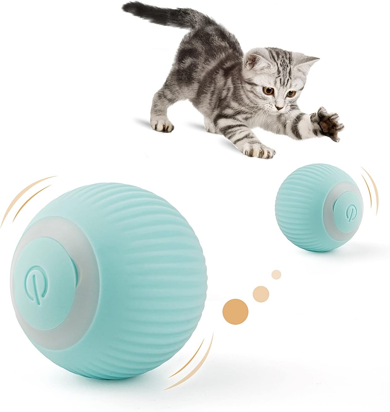 Enjoying Cat Toys Ball Interactive Cat Ball with LED Light & USB Rechargeable Rolling Balls Automatic Moving 2 Modes for Cat Kitten Exercise, Blue