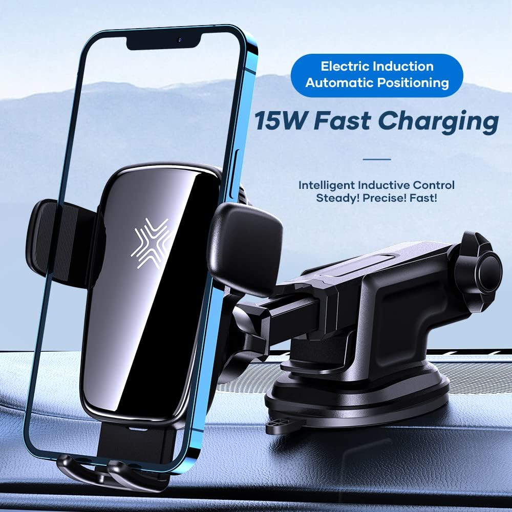 Rock Fast Wireless Car Charger 15W Electric Intelligent Car Mount 360 Degree Adjustable image number 6