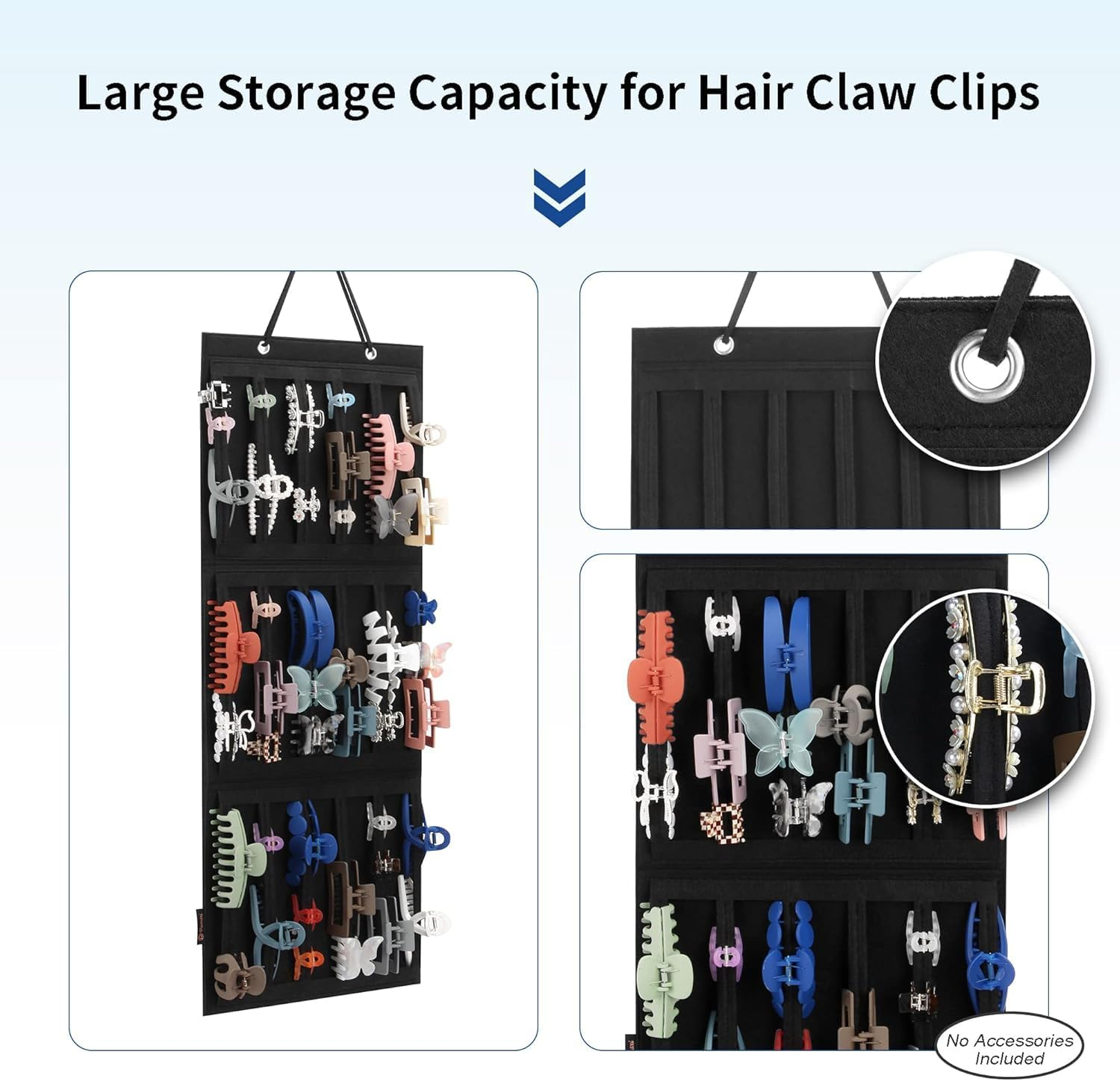 Hanging Hair Claw Clips Holder for Women, Claw Clips Storage Organizer for Lady, Hair Banana Barrettes and Butterfly Jaw Display Stand Holder (Pink, 104 * 35CM) image number 4