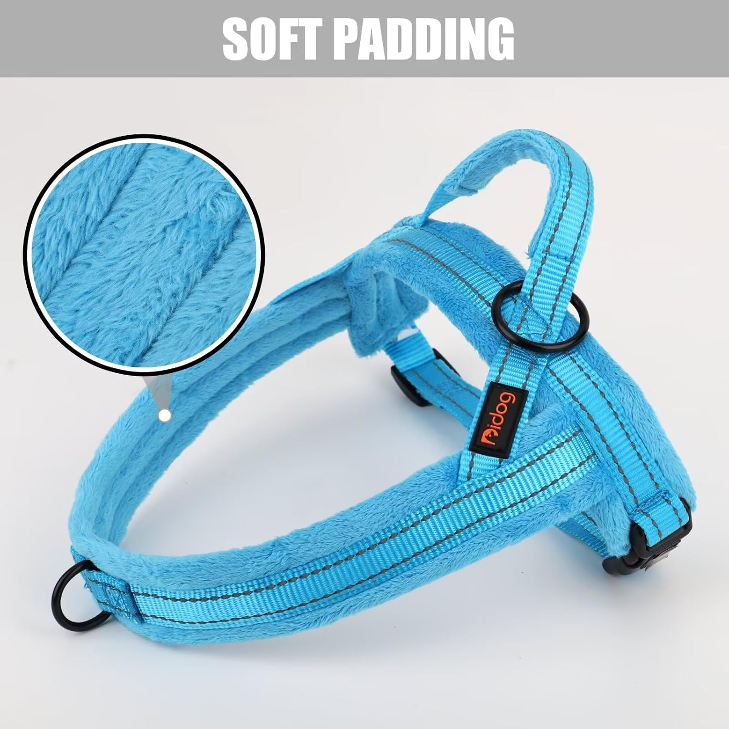 Didog Soft Flannel Padded Dog Vest Harness, Escape Proof/Quick Fit Reflective Dog Strap Harness,Easy for Training Walking,Blue S Size
