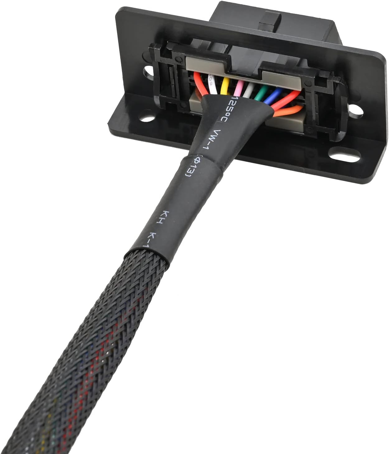 Ikkegol 30Cm/12 OBD2 OBD II 16 Pin J1962F Female to Open Braid Dash Port Replacement Cable Pigtail Fixed Wire Harness with Underdash Mount Bracket image number 1