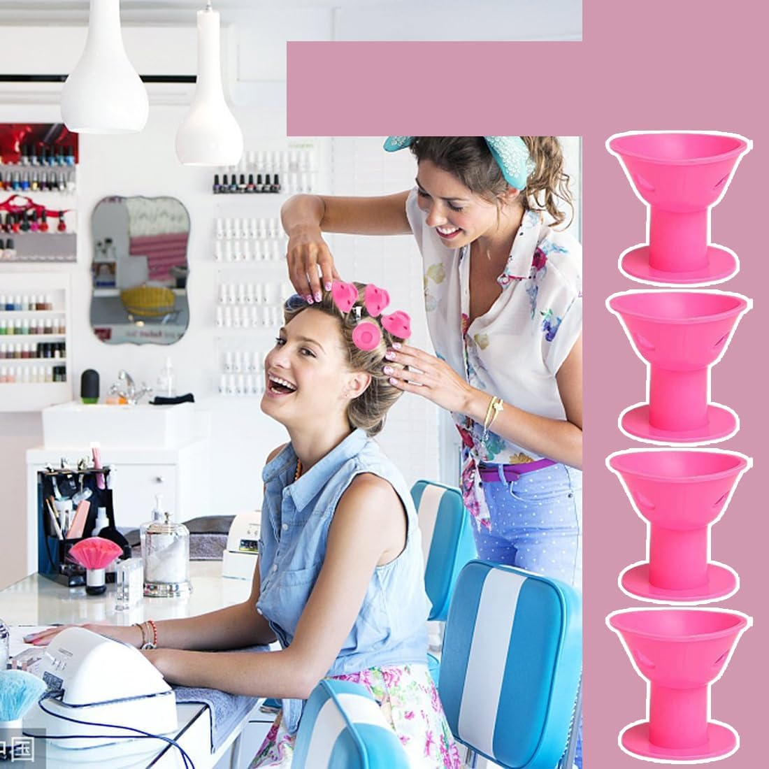 WUSJCOF Pack of 20 Plastic Curlers for Curling without Heat Overnight image number 1