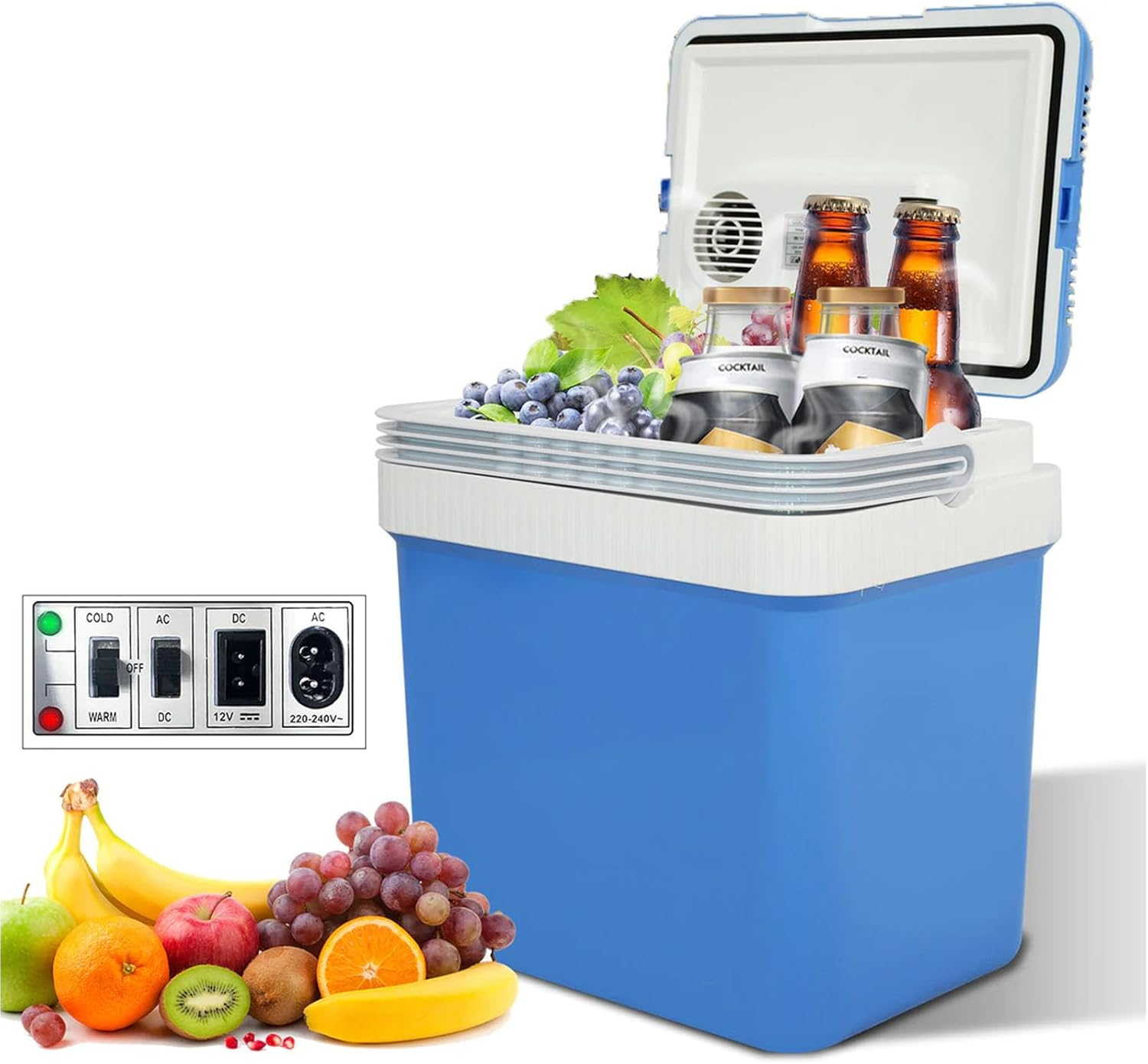 Mini Fridge Electric Cooler and Warmer Car- 12V DC Electric Cooler Car Refrigerator with Automatic Locking Handle, 24L Portable Car Fridge for Travel and Camping image number 6