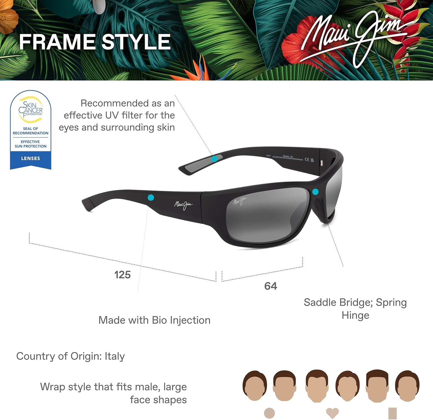 Maui Jim Men'S Mauklele Rectangular Sunglasses