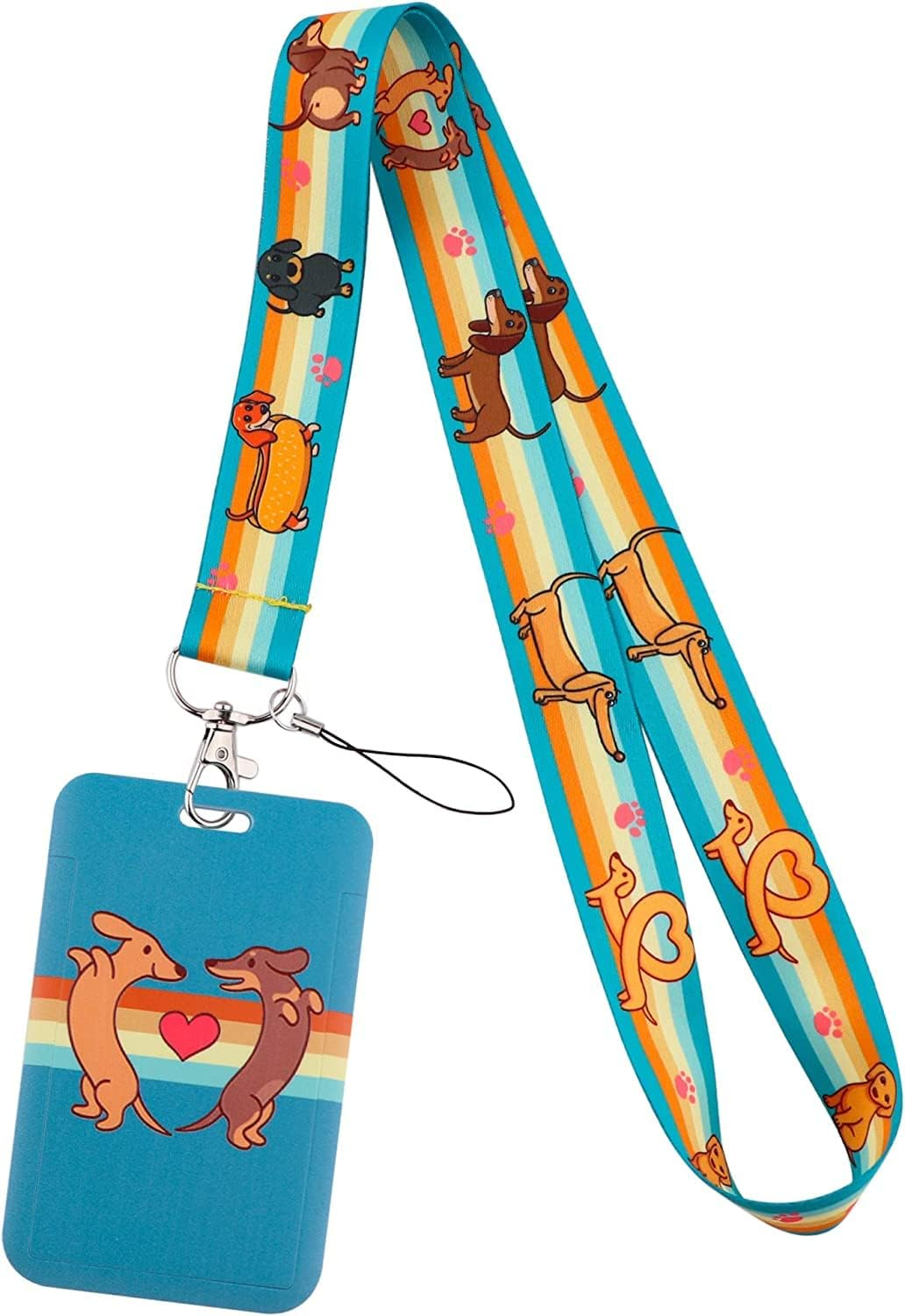 Cool Dachshund Dog Lanyard Card Holder for Men Boys Cute Green Key Lanyard Keychain for Women image number 5