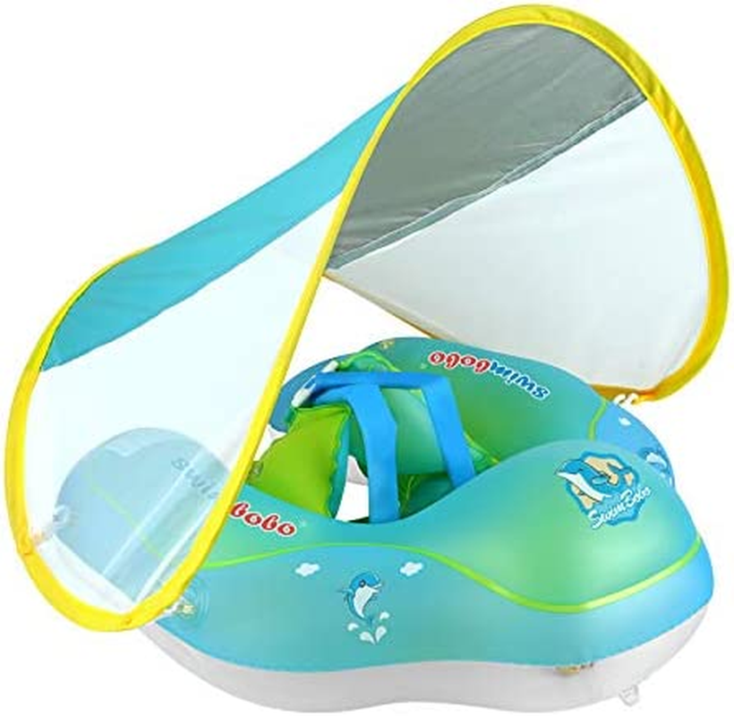 Baby Swimming Floating Inflatable Baby Pool Floating Ring Newest with Sun Shield, Add Tail No Flip for 3-36 Months image number 5