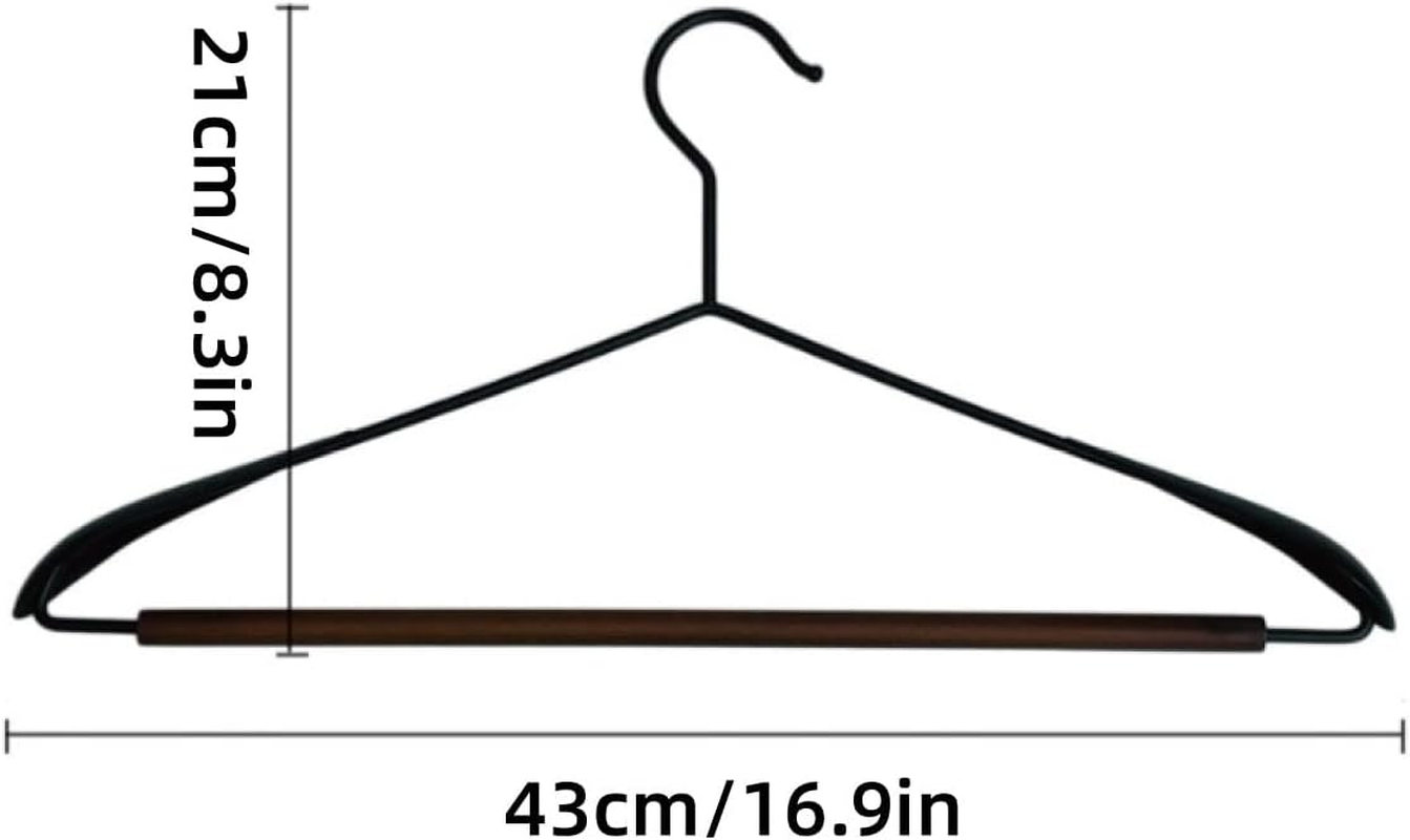 AIMALL 6Pcs Nordic Style Seamless Clothes Hangers 16.9X8.3In Black Iron-Wood Non-Slip Beech Wooden Hanger Set for Closet Coat Shirt Pants Heavy Duty Hanging Storage image number 3