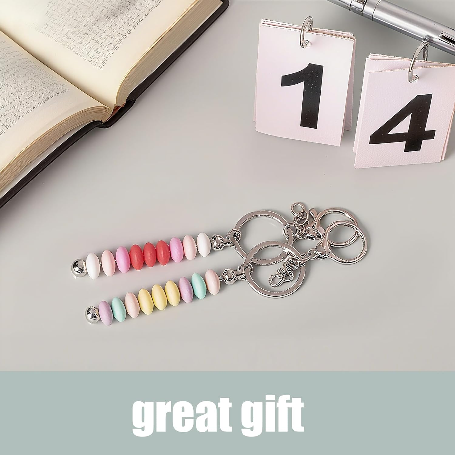 10 Pcs Beadable Keychain Bars Assembled Beadable Keychain Making Kits for DIY Craft Making Gift