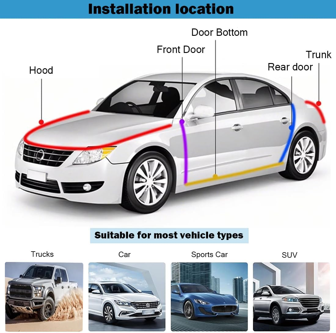 Car Door Edge Guards,16.4Ft (5M) Universal Rubber U Shape Edge Trim,Car Door Protector Edge,No Glue Automotive Door Edge Guard,Automotive Trim,For Cars,Bread Car,Suv (Gray) image number 5