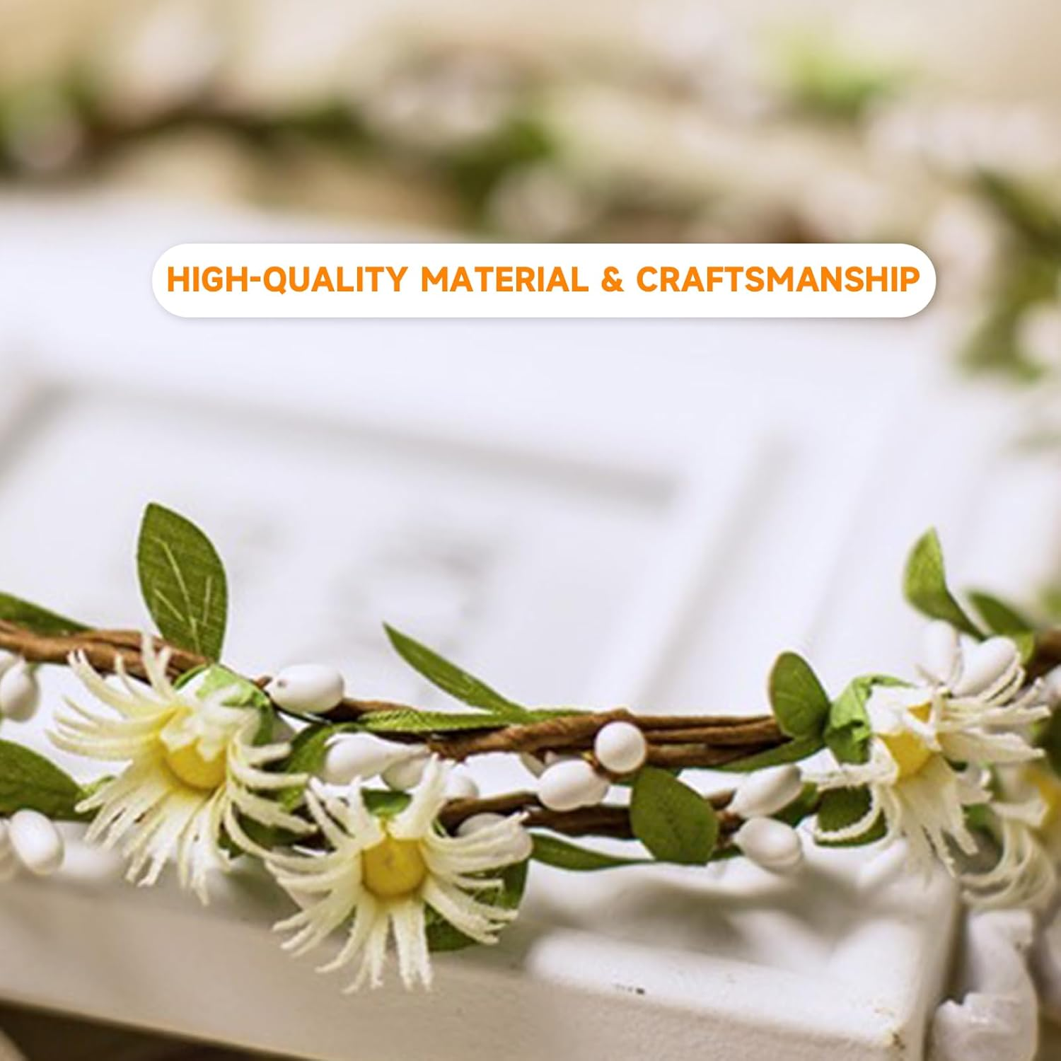Xlihdzum Hairbands Floral Garland for Women Wedding, Bridal Hair Accessories with Flower Wreath - Floral Hairbands and Flower Crown, Bridal Hair Garland Headpiece for Wedding and Bridesmaids image number 3
