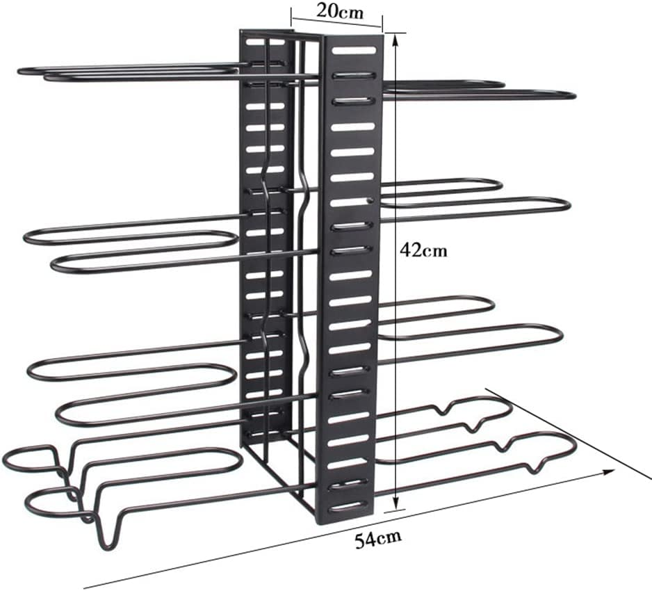 9SHOME Pot Pan Organiser Rack for Cabinet, Pot Lid Organizer Pan Holder Rack with 3 DIY Methods, Cookware Rack for Kitchen Cupboard Pantry, Height and Position Adjustable, Stainless Steel image number 3