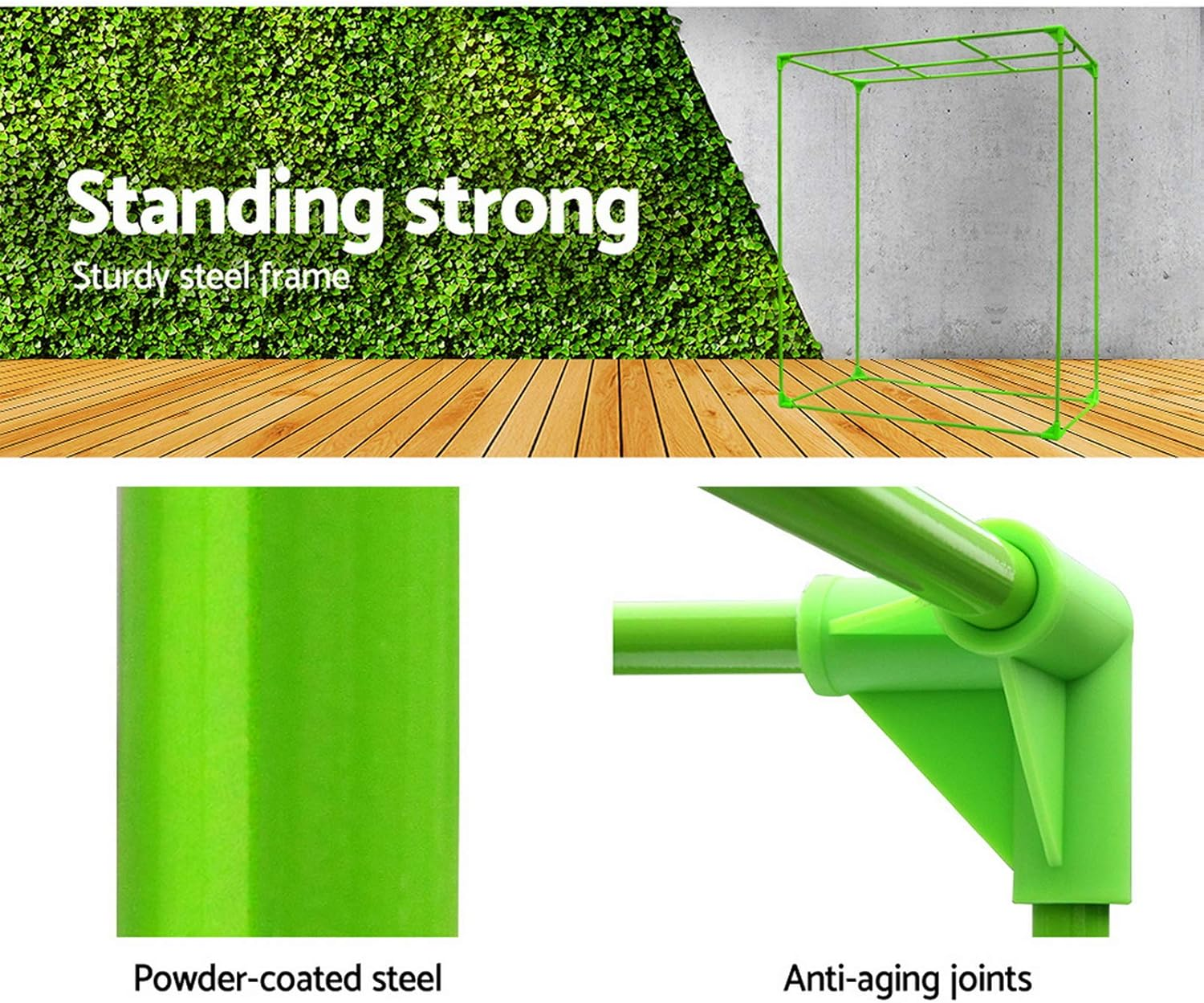 Green Fingers Grow Tent 120 X 60 X 150Cm Hydroponics Growing System Indoor Greenhouse Hydroponic Indoor Plant Kits,600D Oxford Cloth Green Exterior and Steel Frame with Highly Reflective Inside image number 2