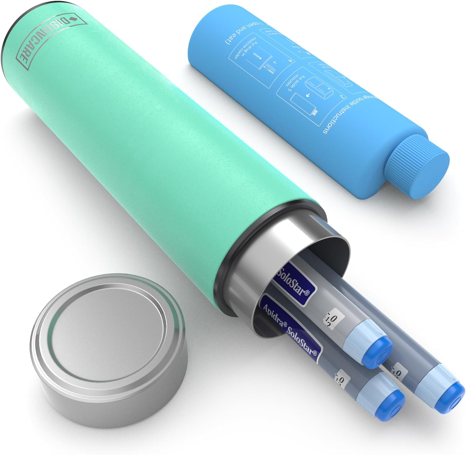 DISONCARE Odyssey 60H 3 Insulin Pens Cooler Travel Case Medicine Cooler TSA Approved Diabetic Medical Travel Bag Epipen Carry Case Biogel Ice Pack with Medical Stickers(Navy Blue)