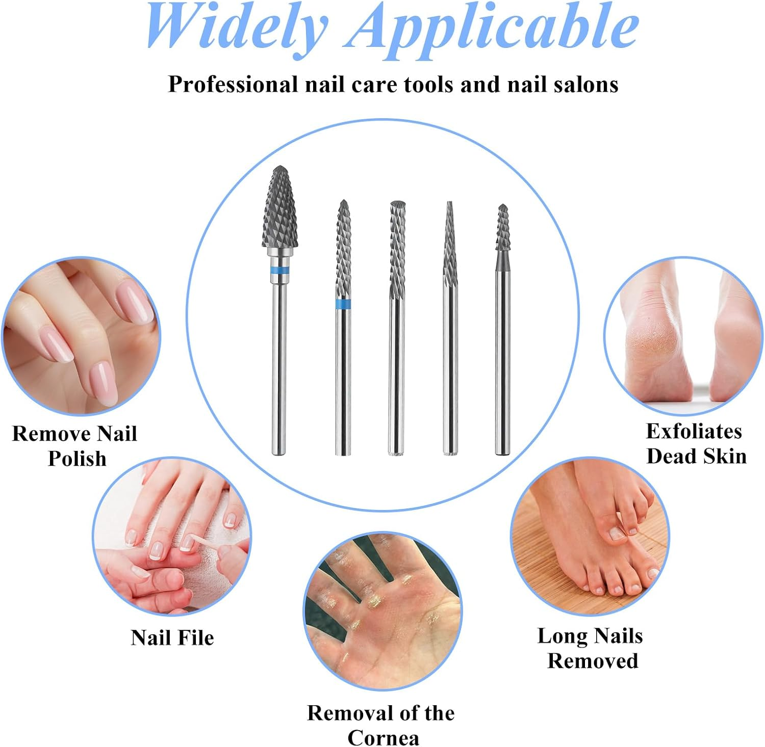 Essencenest 5 Pcs Nail Drill Bits Set, Tungsten Carbide Diamond Nail Drill Bits for Electric E-File Manicure Pedicure Tools, Acrylic Gel Nails Cuticle Remover Kit image number 4