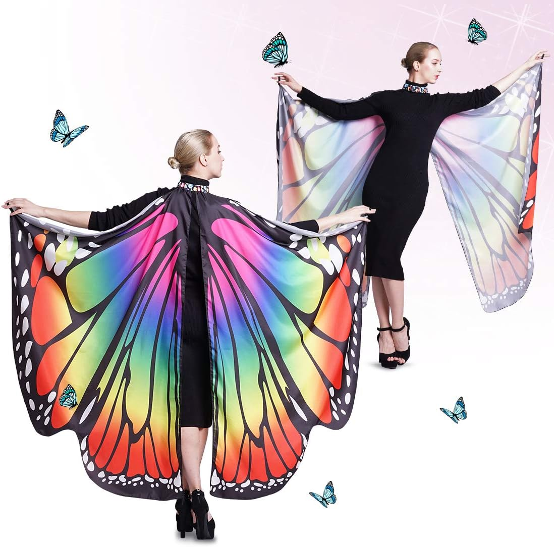 Butterfly Wings Shawl Halloween Costume Ladies Cape image number 4