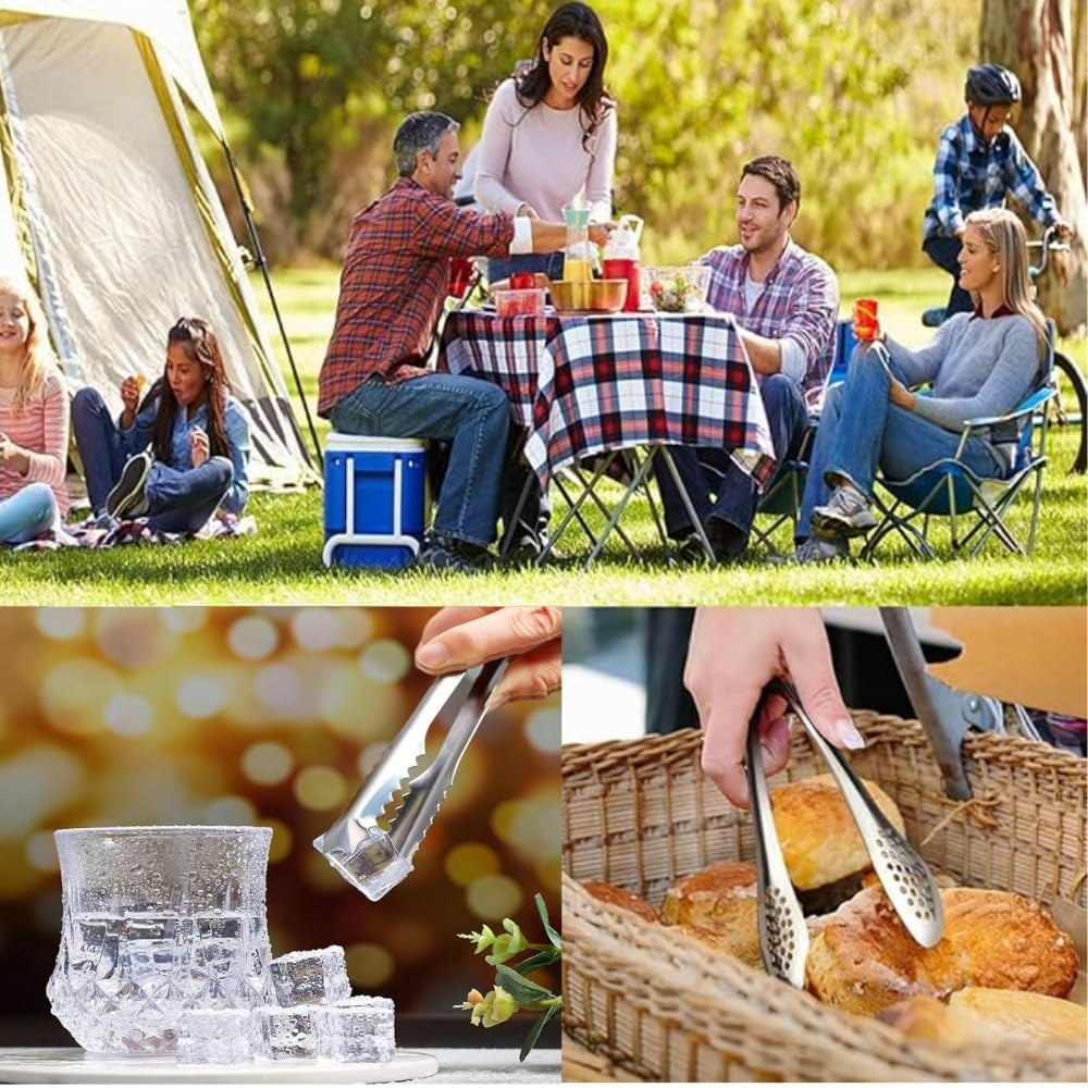 Jindizi 12 Pack Premium Small Serving Tongs, Stainless Steel Mini Tongs， Small Sugar Tongs Tiny Kitchen Tongs, Serving Appetizers Tongs for Party Coffee Tea Wine Ice Salad Desserts Etc. image number 1